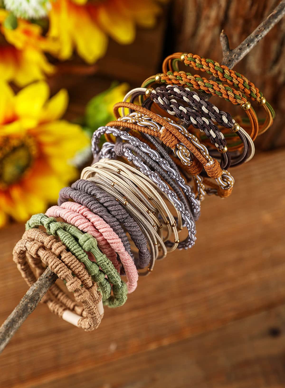 Multicolour 20Pcs Boho Knotted Hair Ties