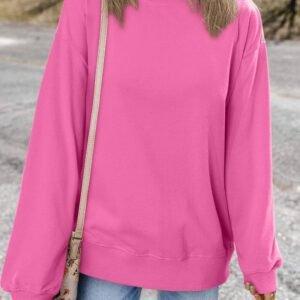 Bonbon Plain Drop Shoulder Crewneck Pullover Sweatshirt