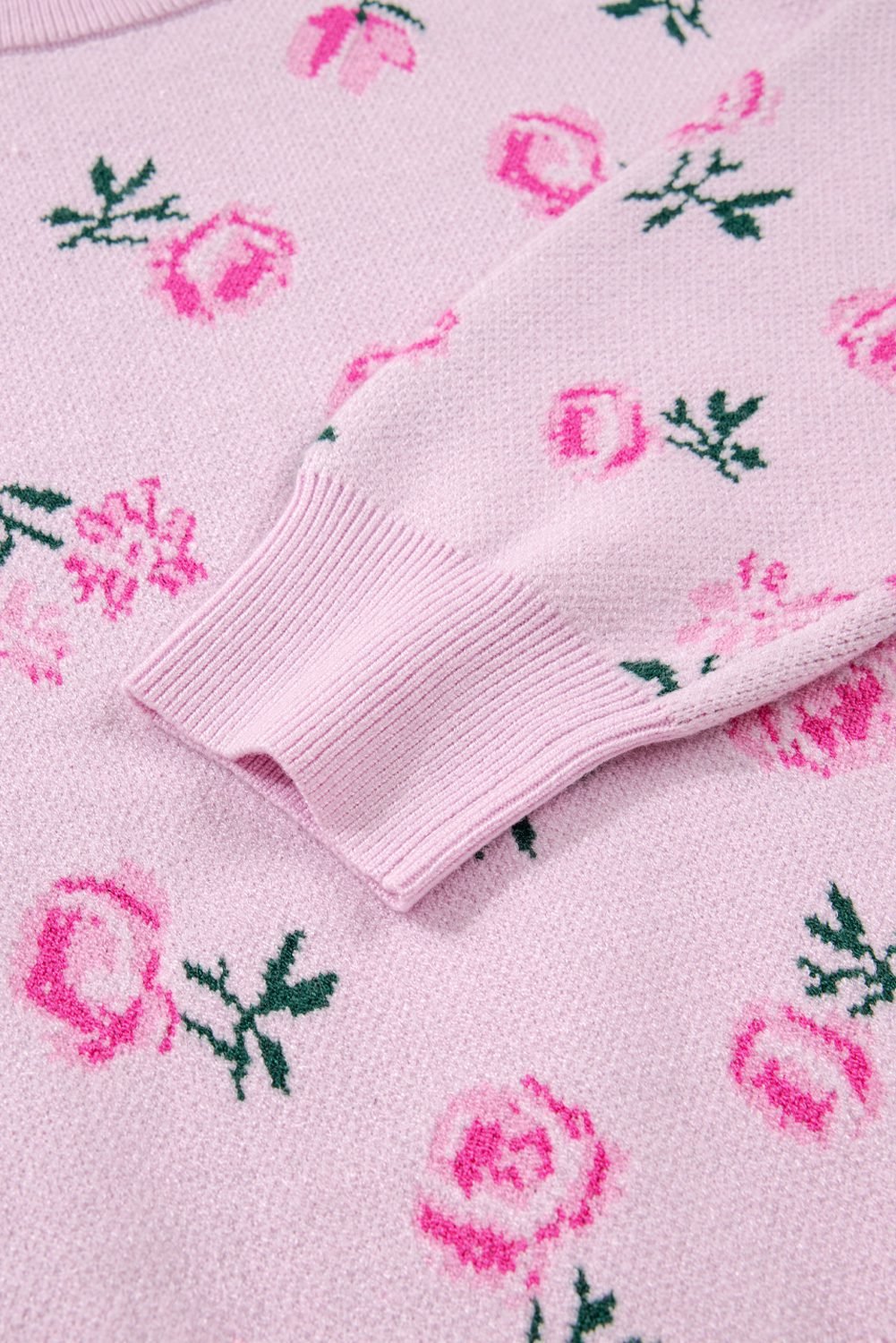 Delicacy Sweet Floral Print Drop Shoulder Cropped Sweater