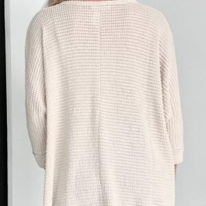 Apricot Waffle Knit Splits Batwing Sleeve Oversized Top