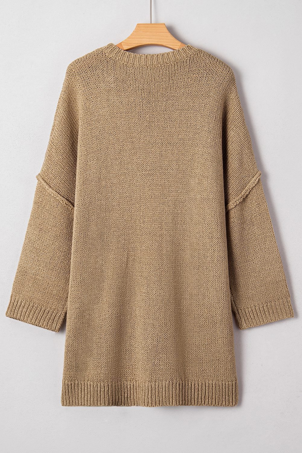 Pale Khaki Oversize Drop Shoulder Slouchy Sweater Dress
