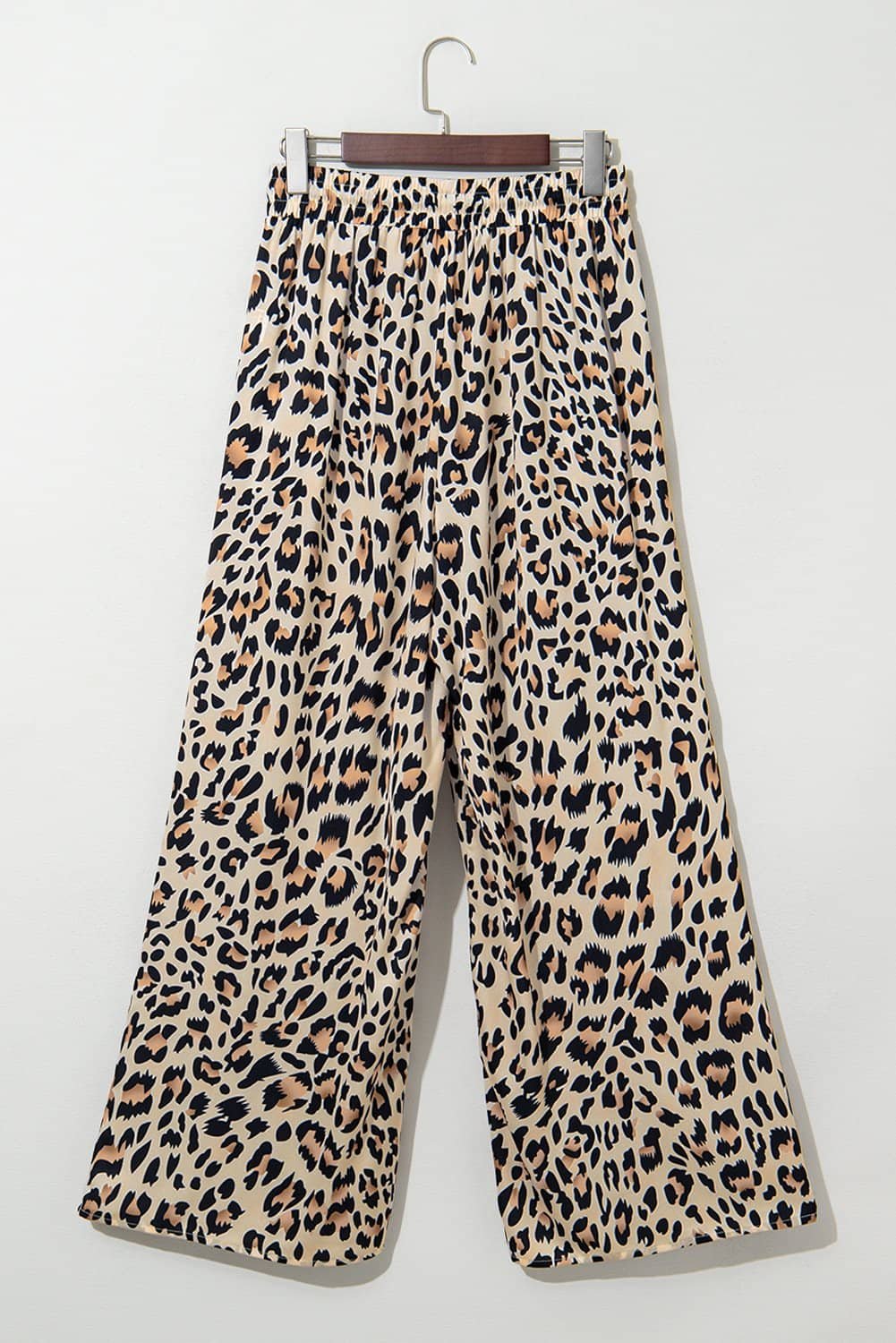 Parchment Leopard Drawstring Flowy Wide Leg Pants