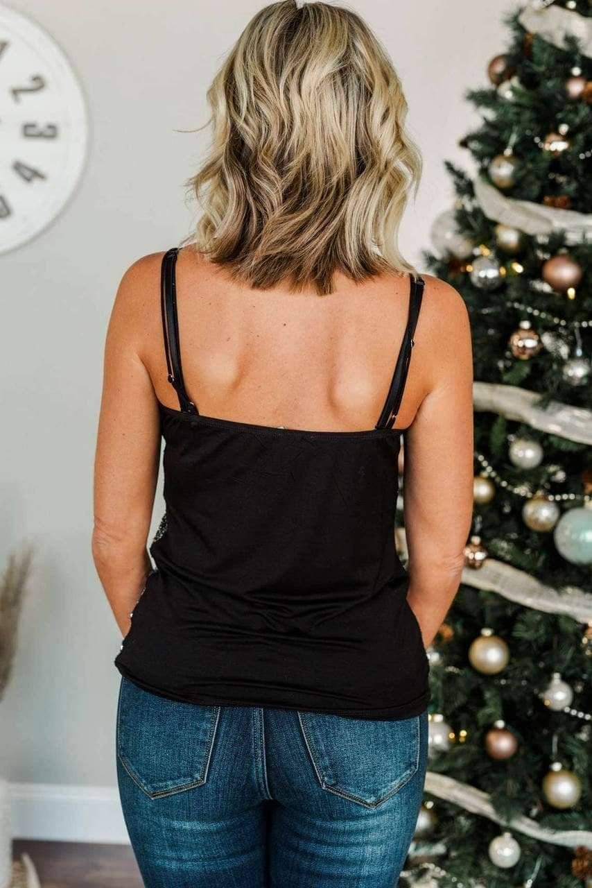 Gray Sequin Tank Top