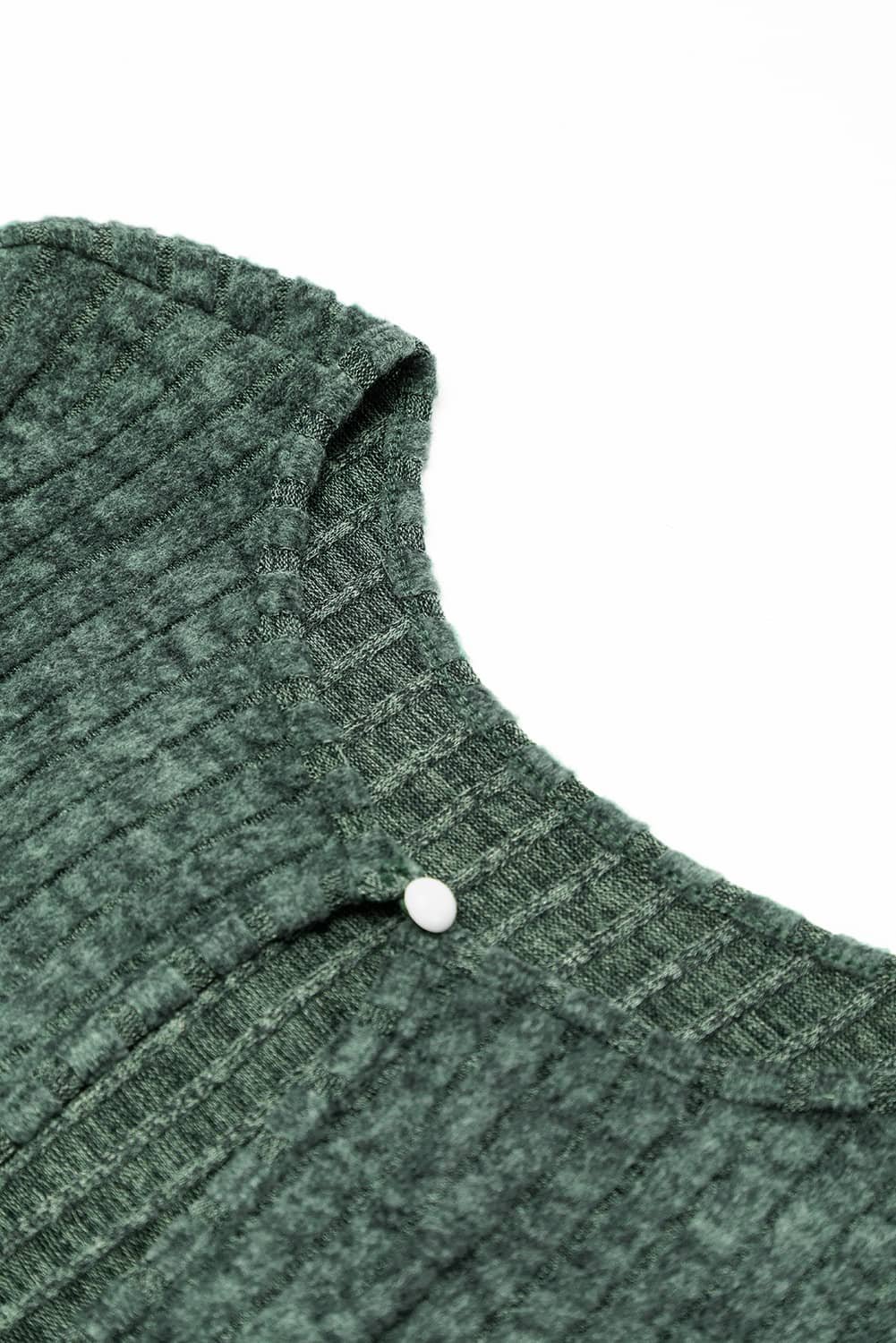 Mist Green Ribbed Keyhole Short Sleeve Wide Leg Jumpsuit