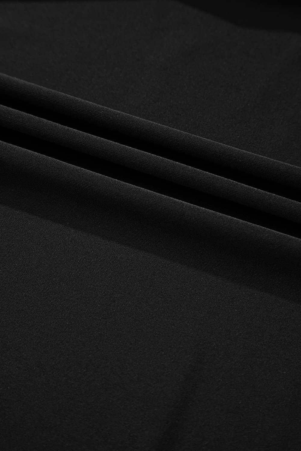 Black Plus Size Printed Square Neck Drawstring Ruffled Tankini Set