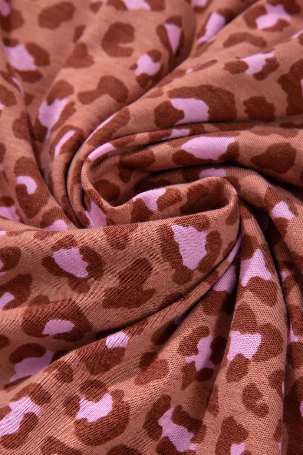 Brown Leopard Print Short Sleeve Shirt And Pants Pajamas Set