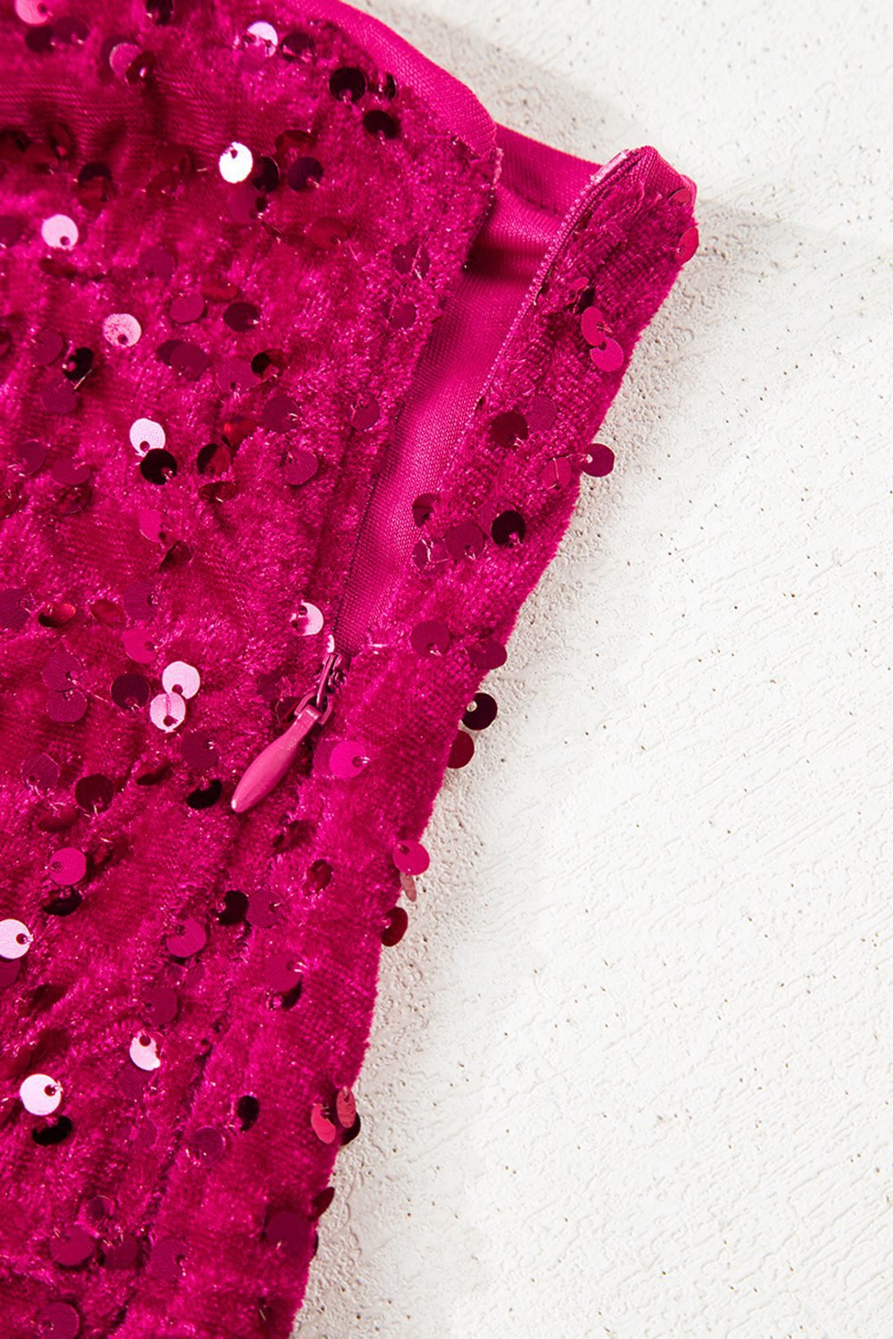 Pitaya Pink One Shoulder Thigh High Split Bodycon Sequin Gown