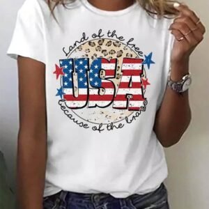 White Usa Flag Slogan Graphic T-Shirt