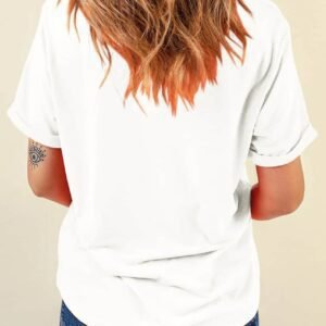 White Casual Plain Crew Neck Tee