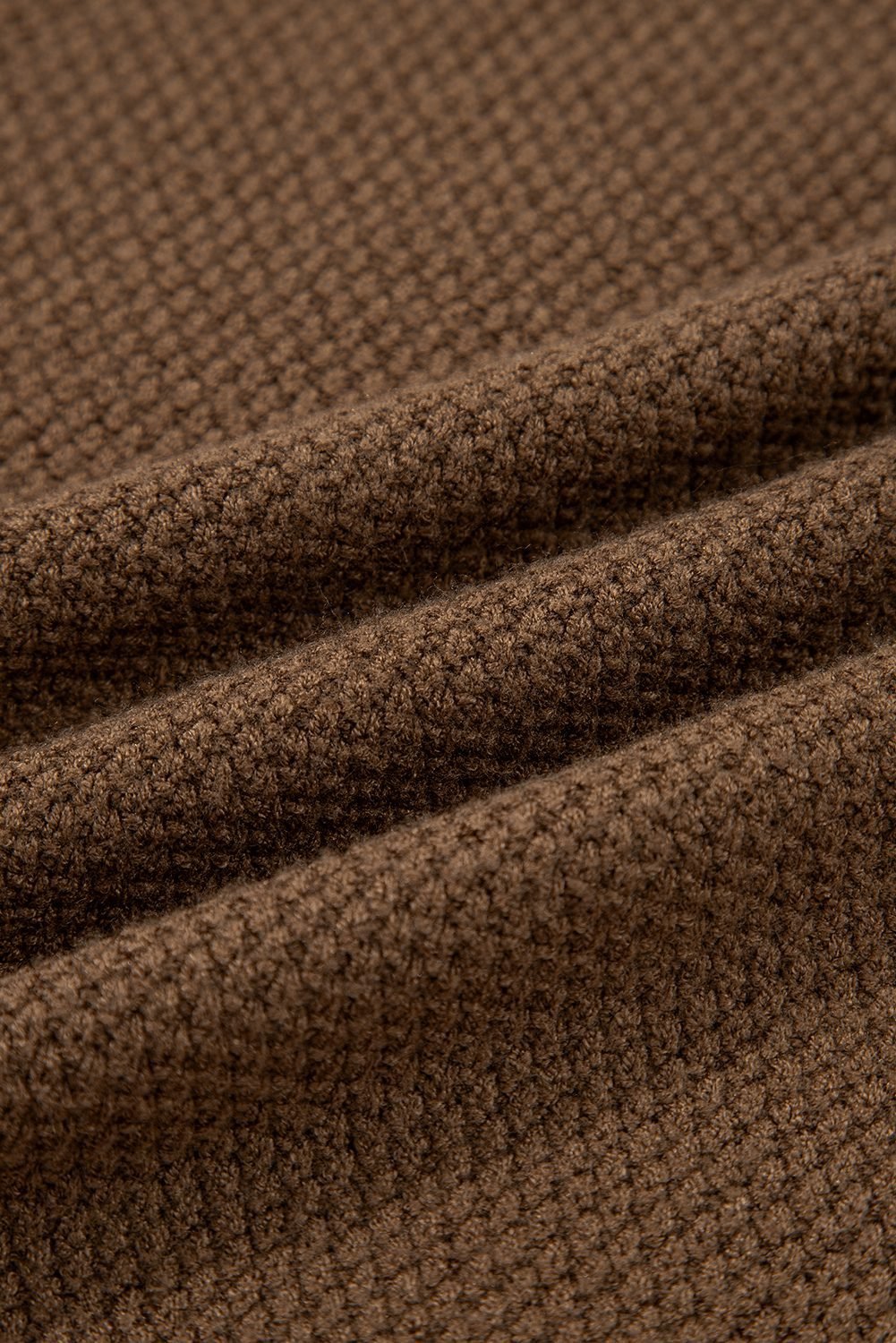 Dark Brown Color Block Knit Striped Sleeve Detail Casual Sweater