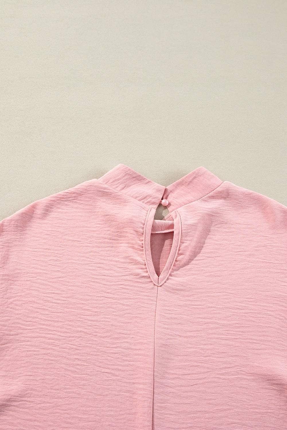 Gossamer Pink Swiss Dot Balloon Sleeve Loose Blouse