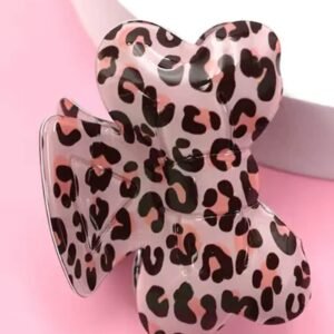 Bright Pink Leopard Print Bowknot Shape Claw Clip