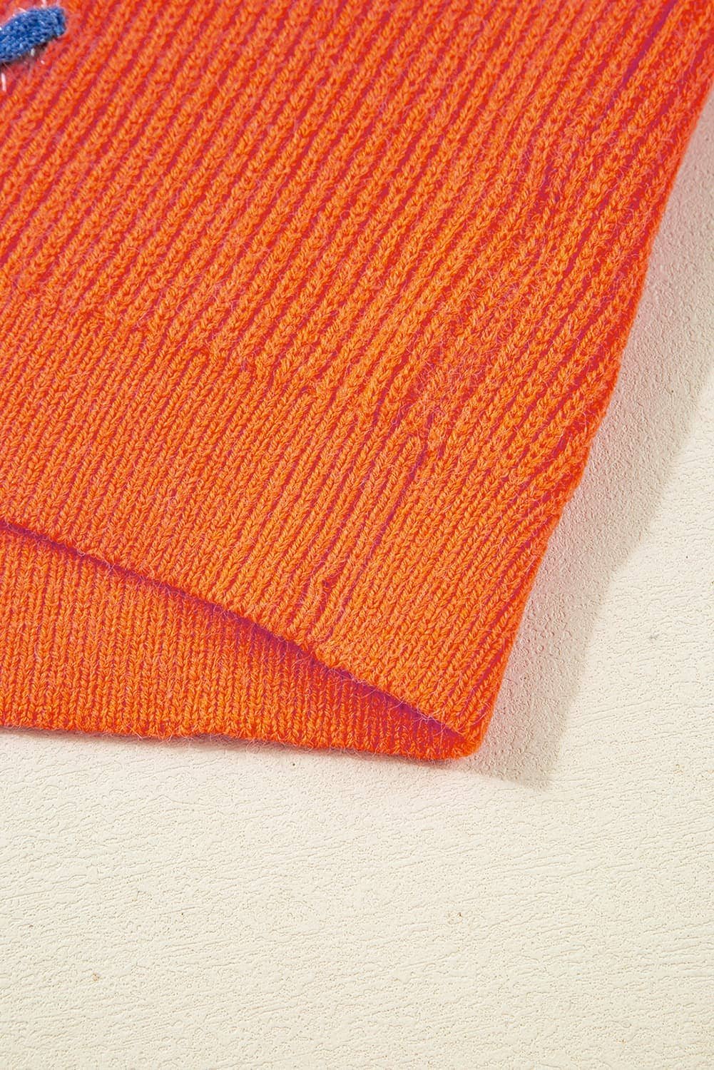 Vitality Orange Thankful For My Queens Ribbed Knit Drop Shoulder Graphic Sweater