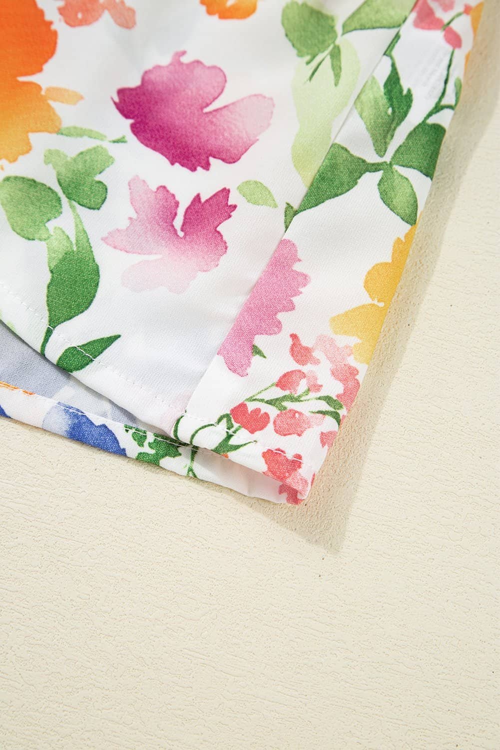 Yellow Floral Boxy Fit Ruffled Short Sleeve V Neck Blouse