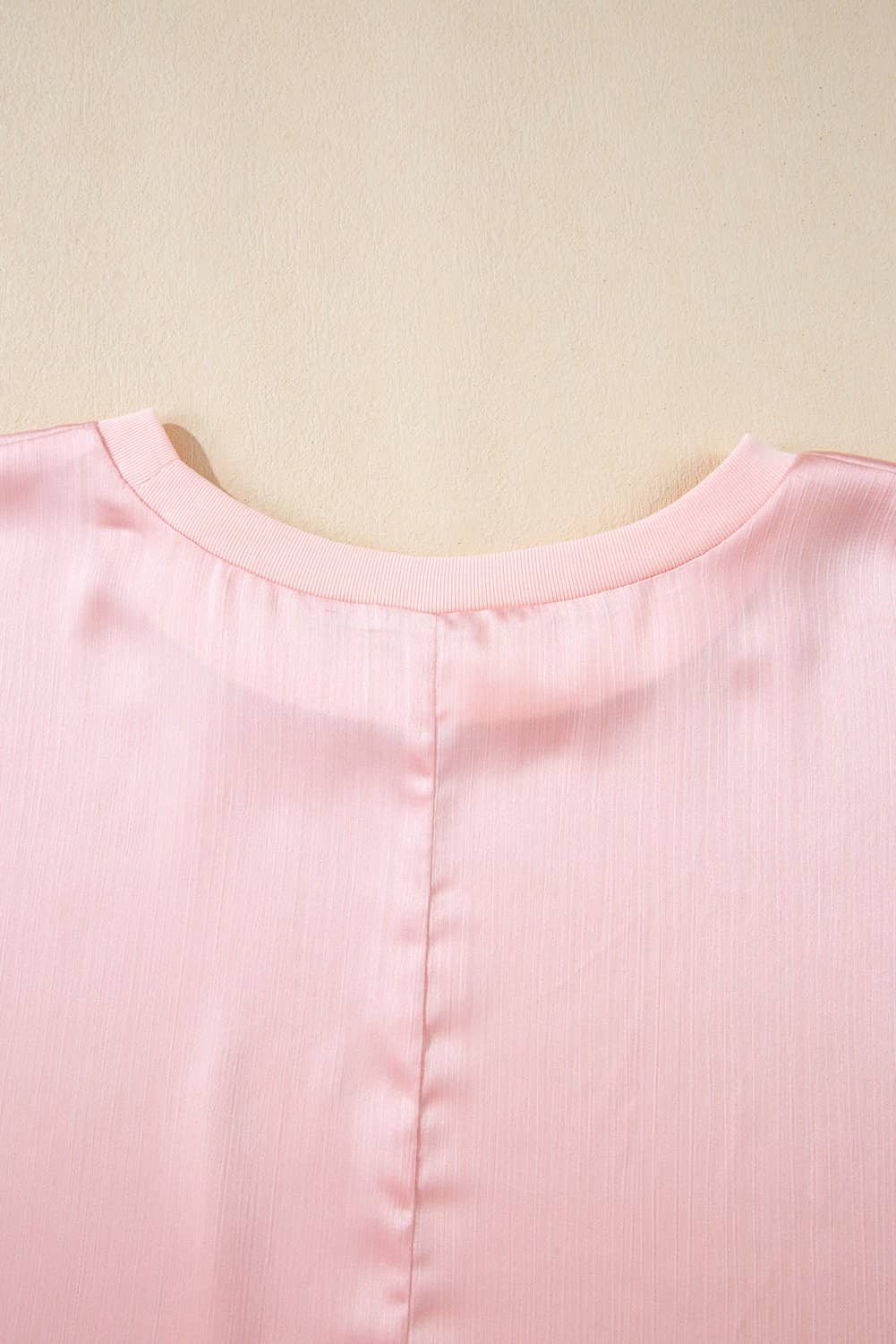 Pink Metallic Gloss Short Batwing Sleeve Plus Size Top