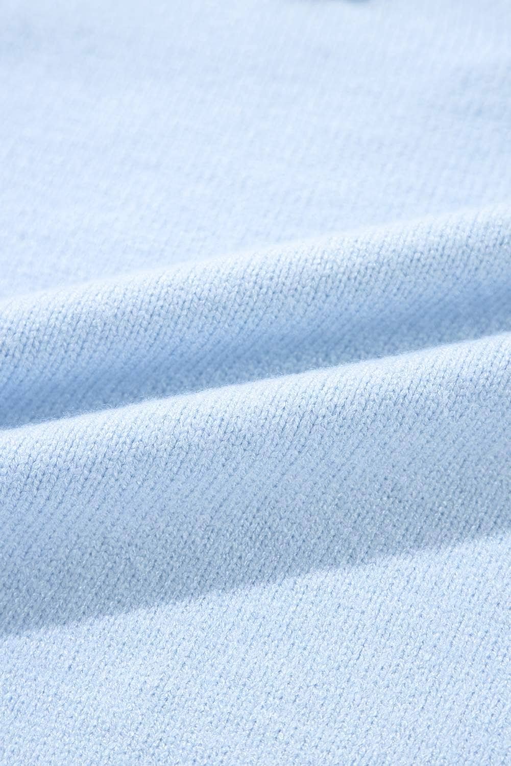 Beau Blue Flower Detail Knitted Notched Neck Sweater