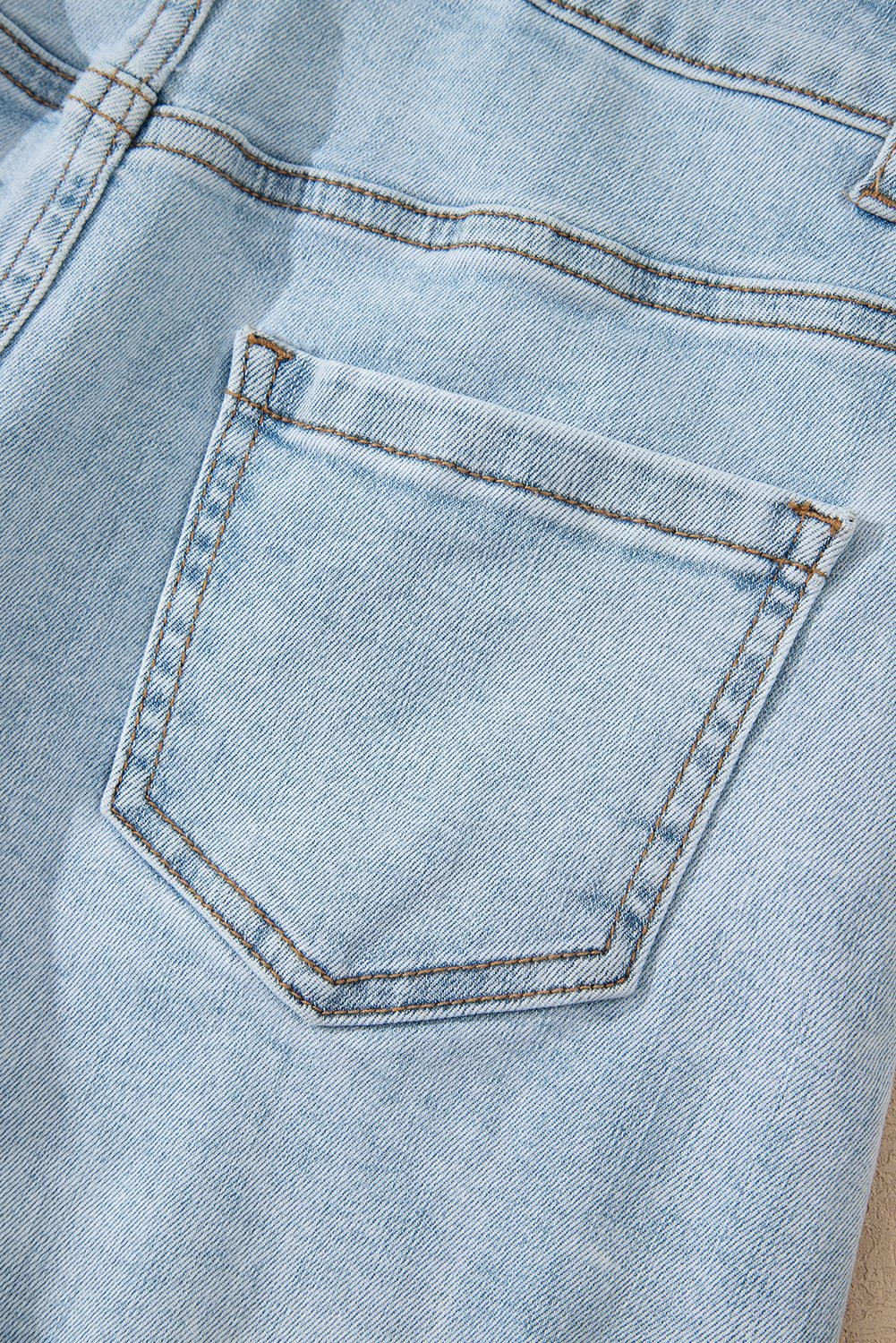 Beau Blue High Rise Distressed Raw Hem Denim Shorts