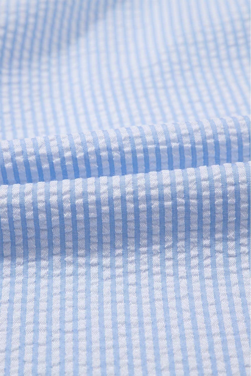 Beau Blue Striped Ruffle Short Bubble Sleeve Shirt