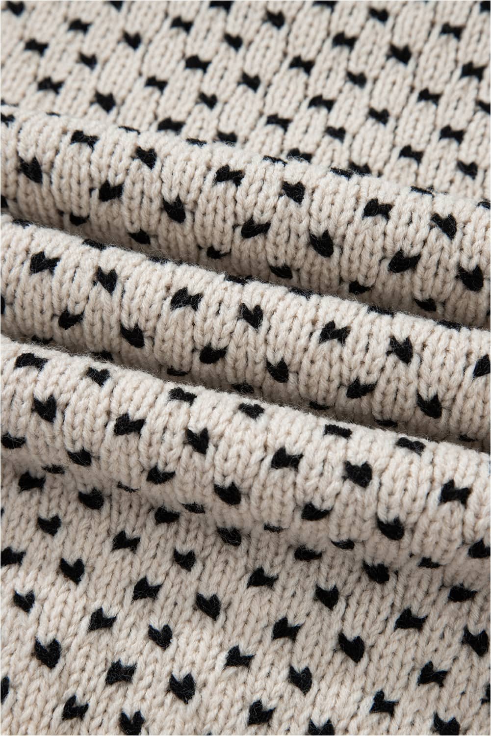 Beige Bow Decor Color Contrast Ribbed Edge Crew Neck Sweater