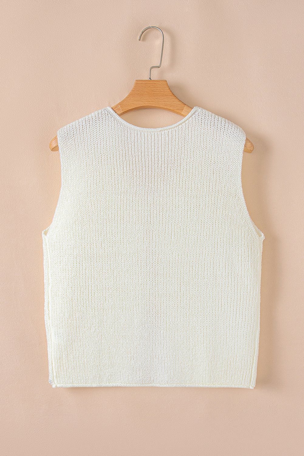 Beige Lace-Up Front V Neck Sweater Vest
