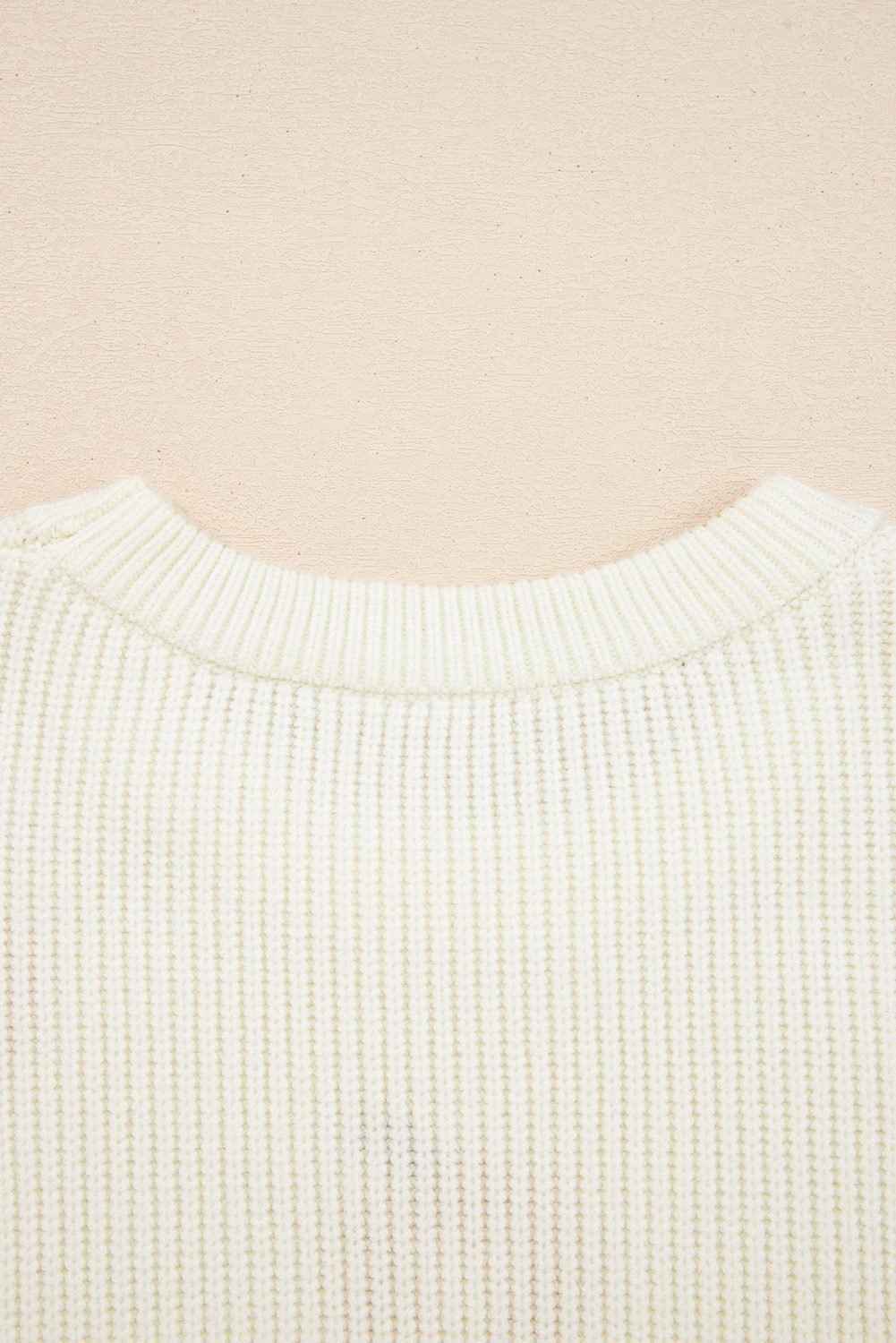 Beige Pumpkin Embroidered Ribbed Thanksgiving Halloween Holiday Sweater
