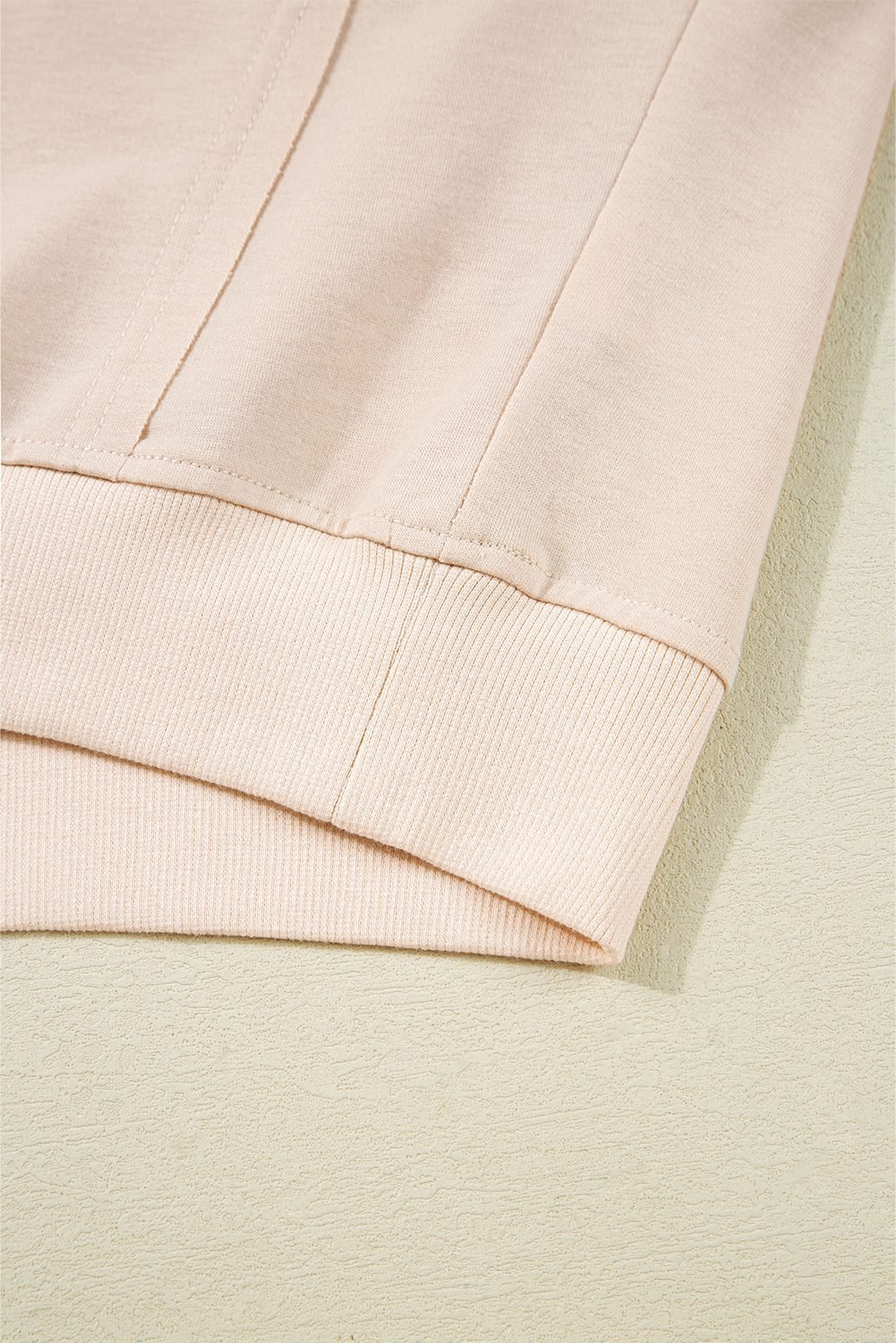 Beige Raw Edge Flower Patch Drop Shoulder Casual Top