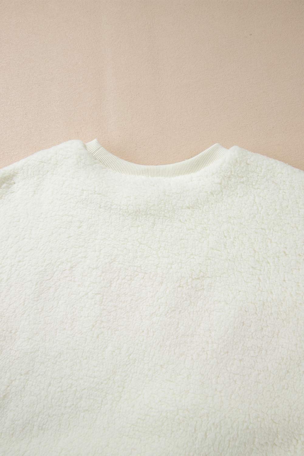 Beige Sherpa Howdy Patched Pullover Sweatshirt