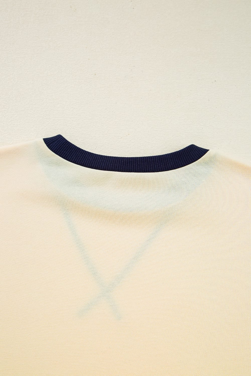 Beige Striped Patchwork Long Sleeve Round Neck Two-In-One Top