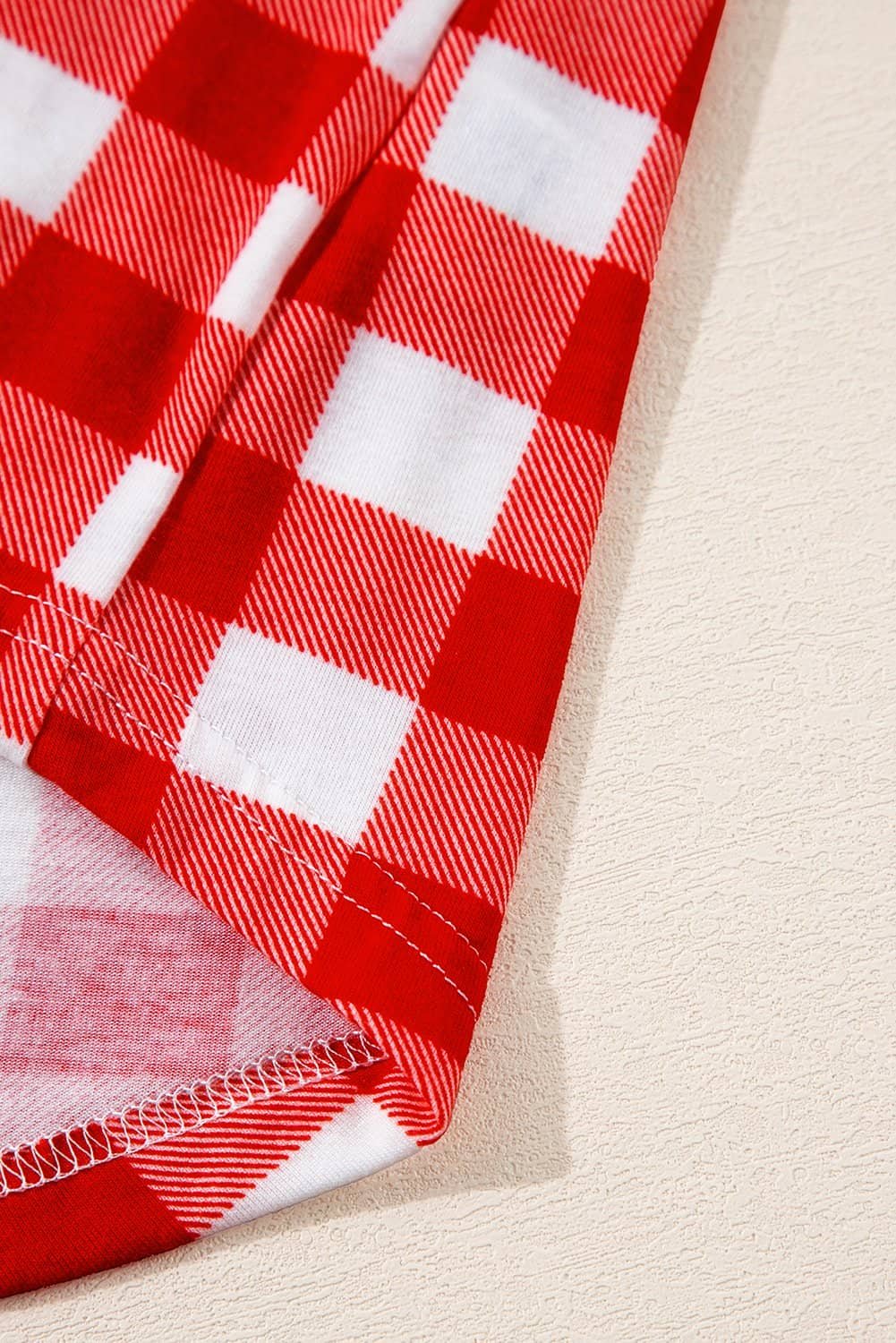 Fiery Red Christmas Plaid Print Shirt And Pants Pajama Set