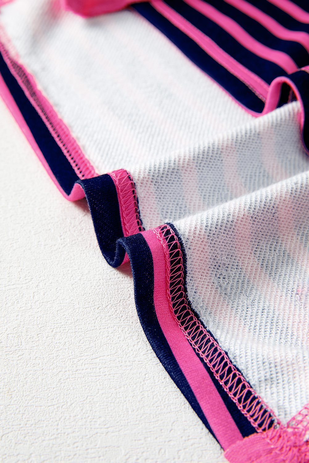 Pink Stripe Color Block V Neck Loose Fit Long Sleeve Top