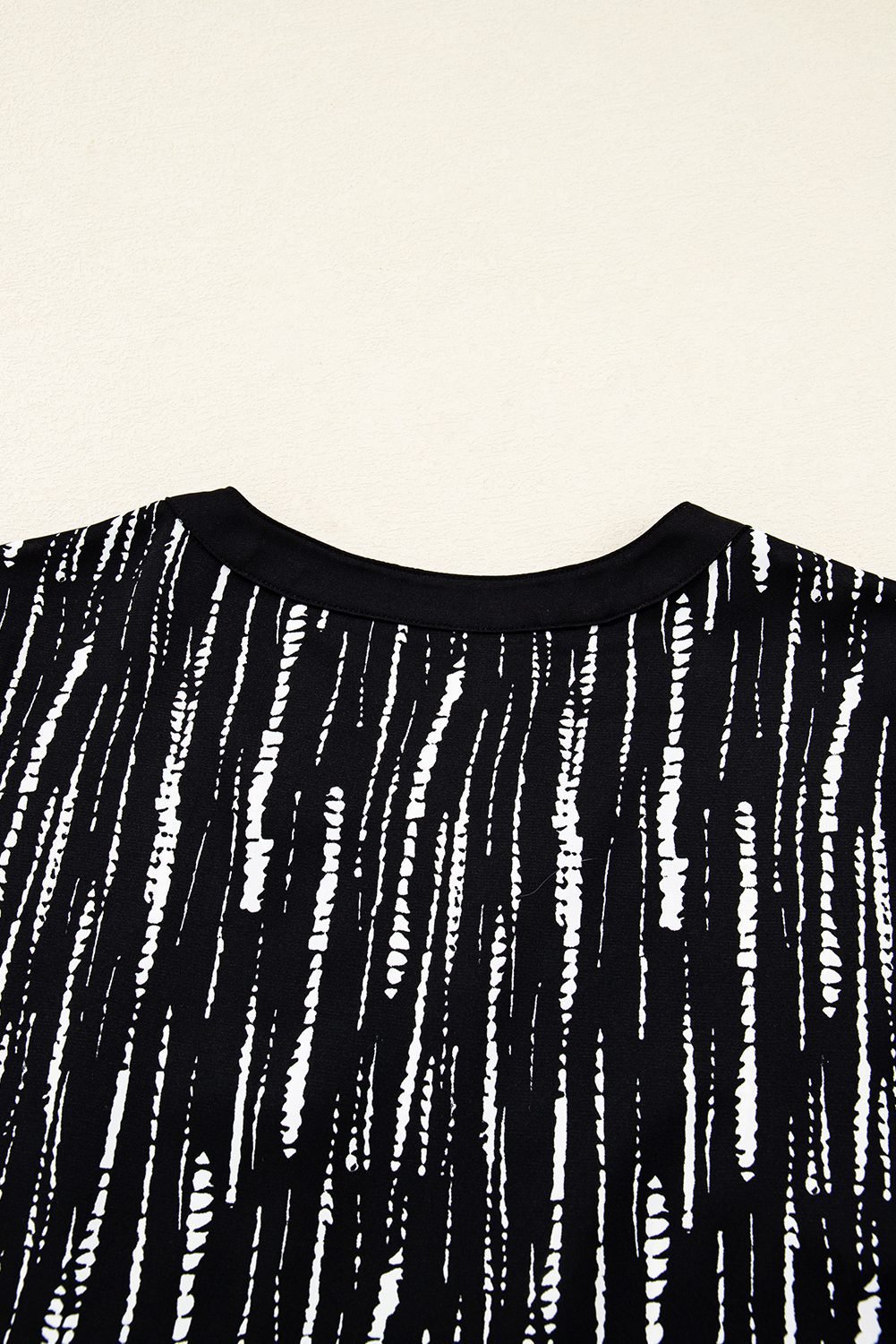Black Abstract Printed V Neck Fall Blouse