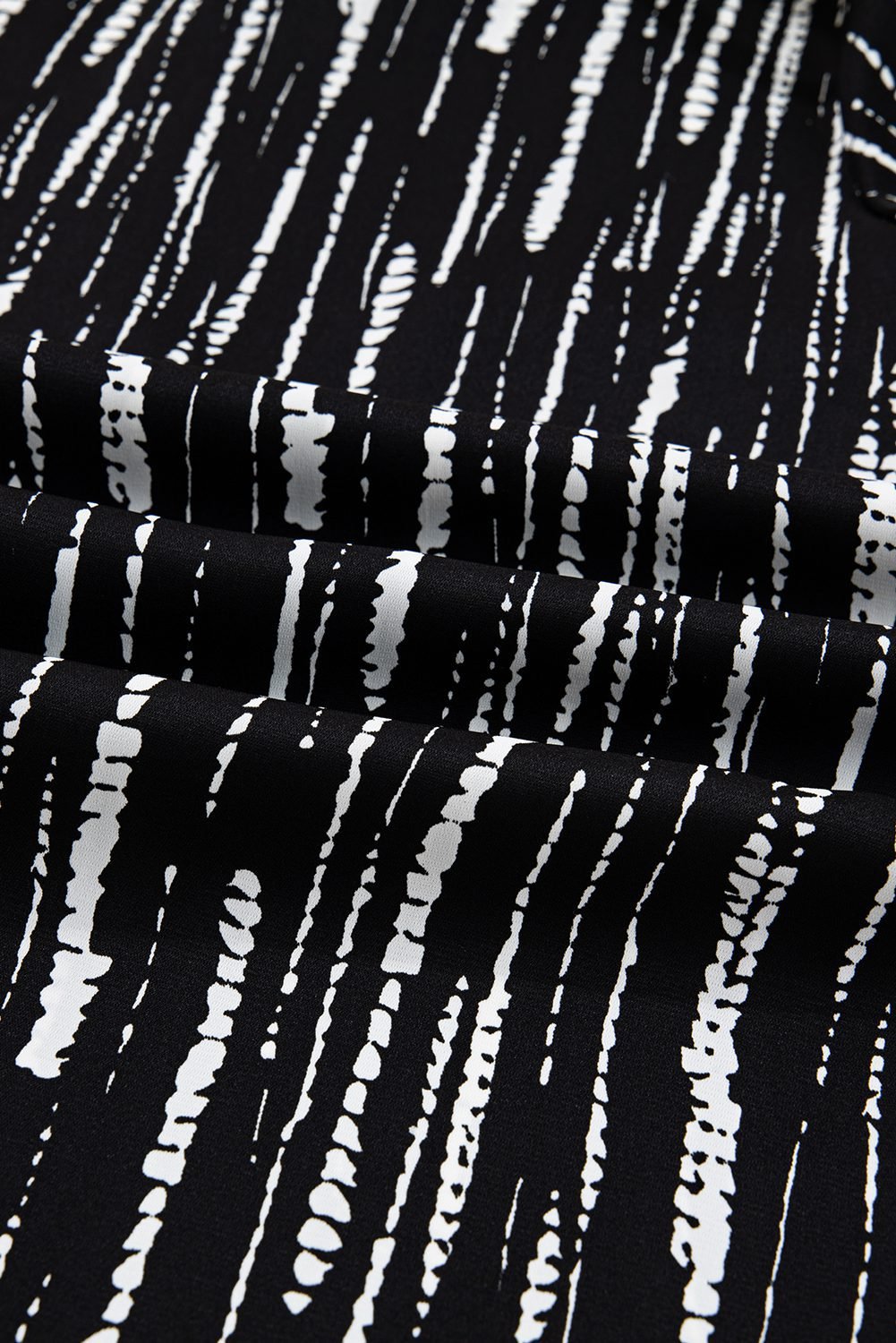 Black Abstract Printed V Neck Fall Blouse