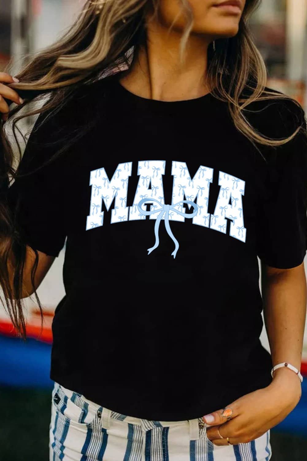 Black Bow Mama Graphic Loose Tee