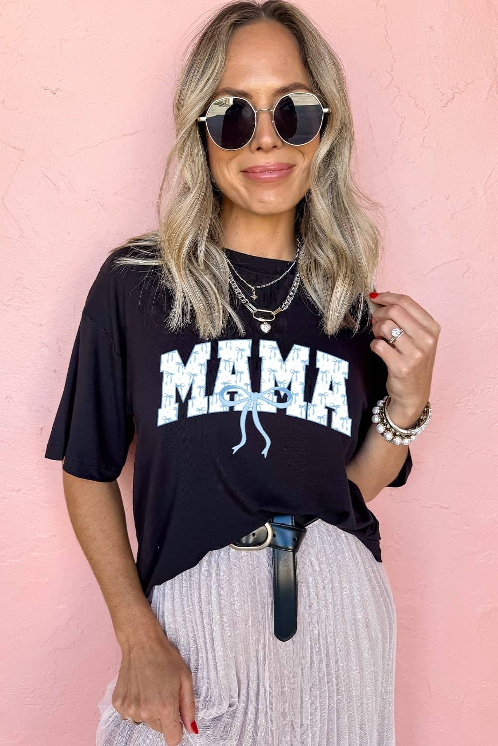 Black Bow Mama Graphic Loose Tee
