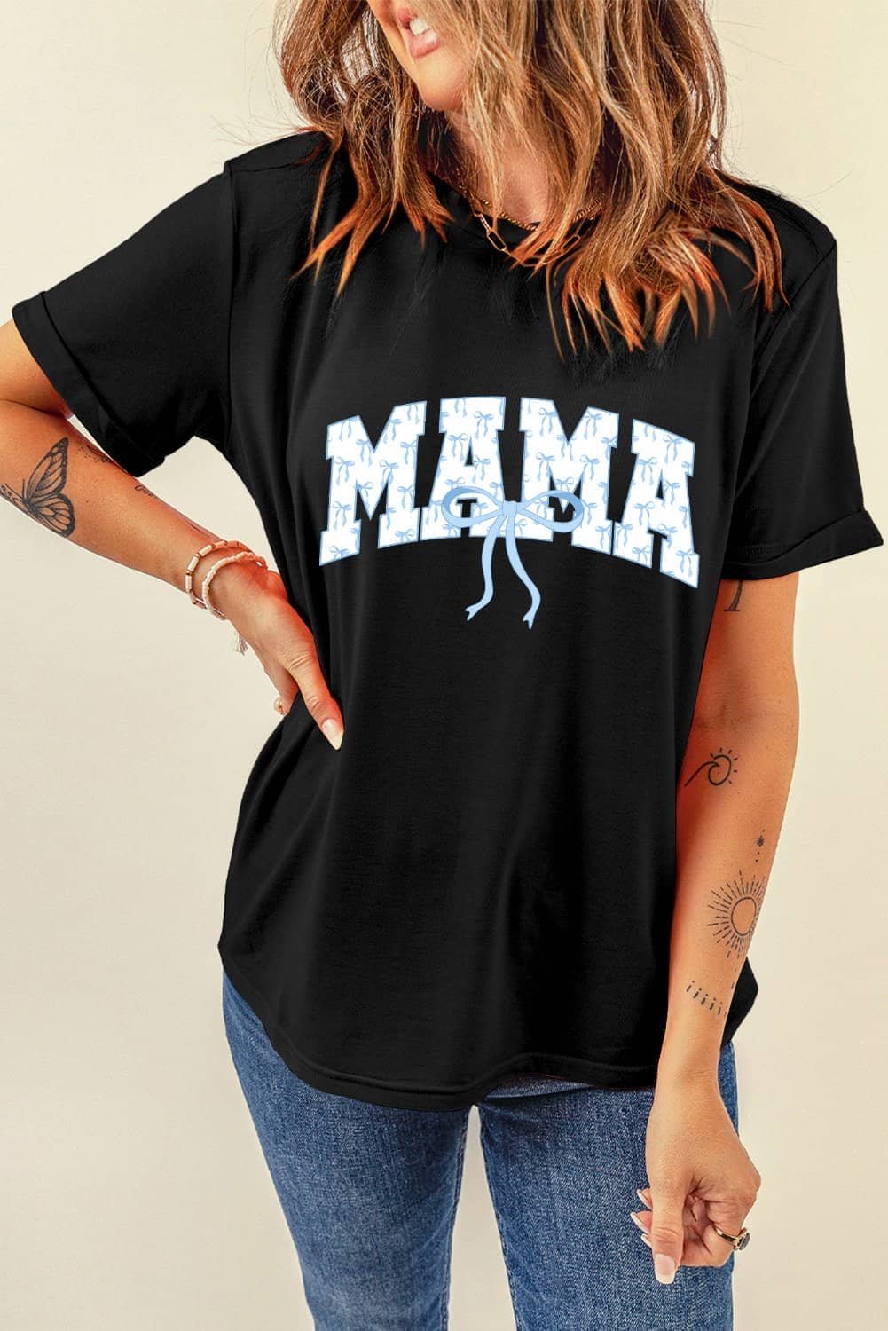 Black Bow Mama Graphic Loose Tee