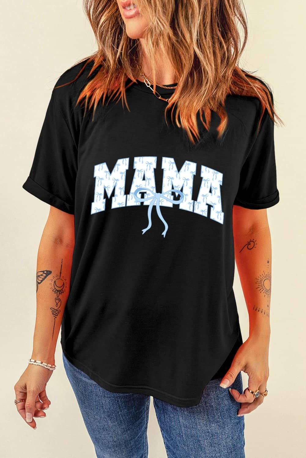 Black Bow Mama Graphic Loose Tee