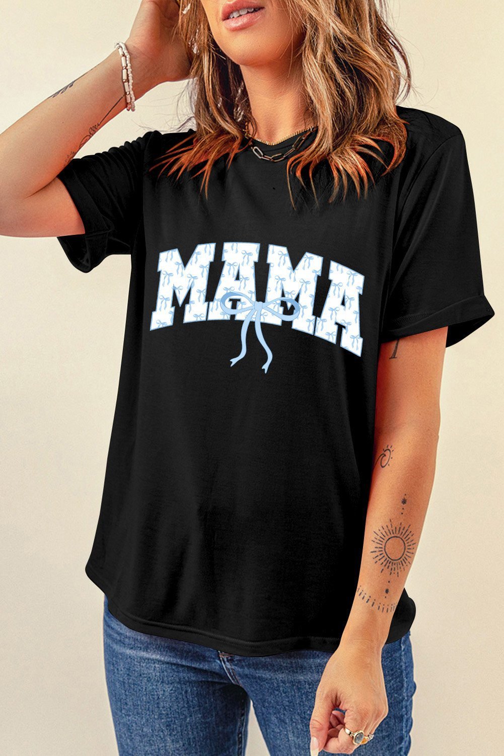 Black Bow Mama Graphic Loose Tee