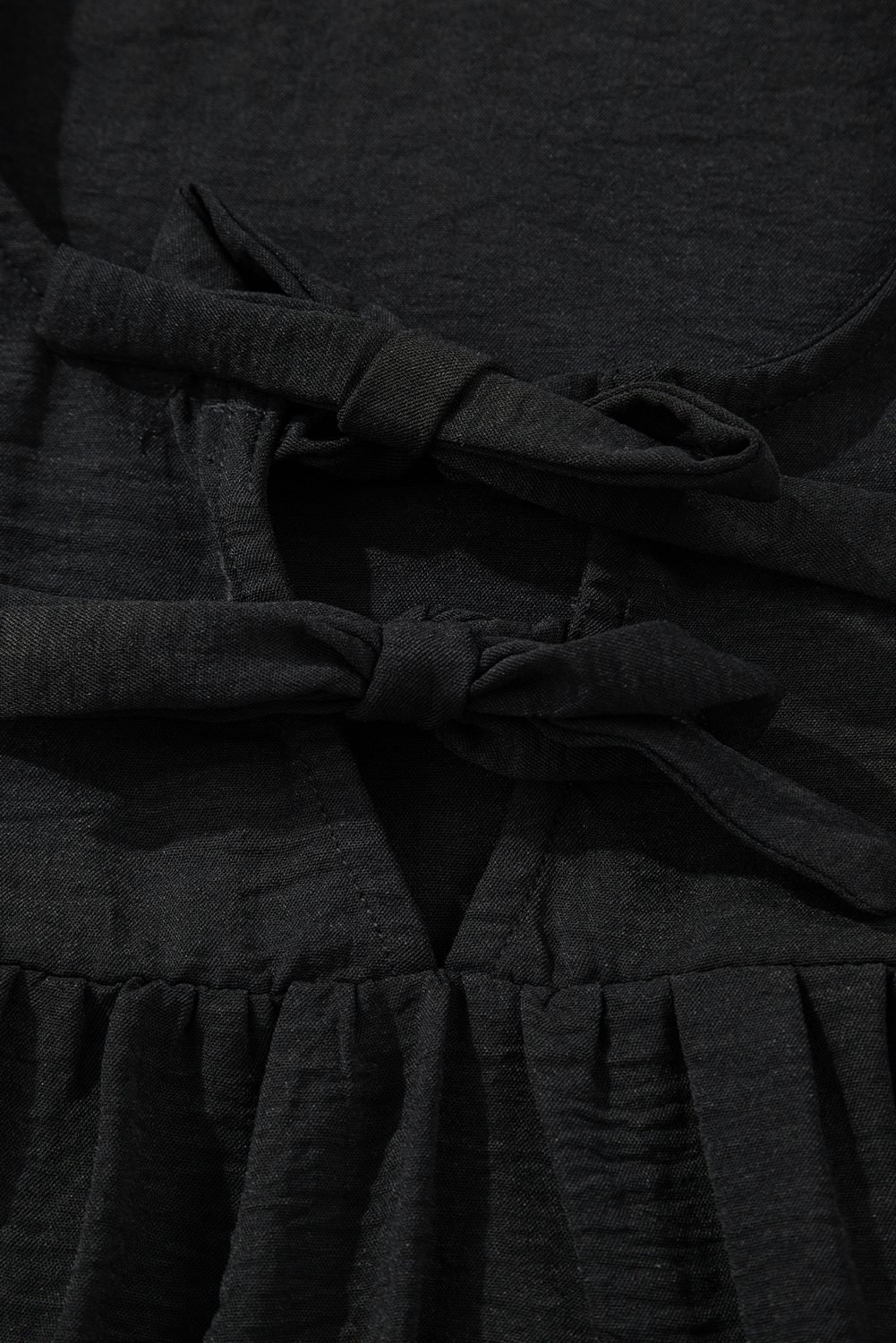 Black Bow Tie Neck 3/4 Sleeve Casual Blouse