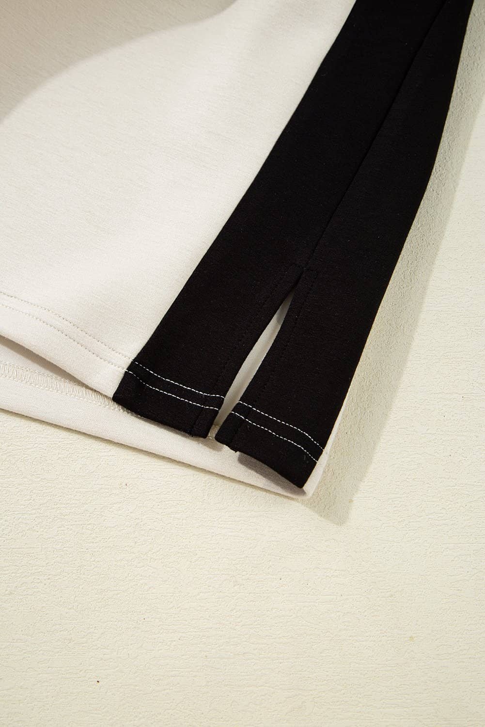 Black Contrast Zipped Stand Collared T Shirt And Short Set