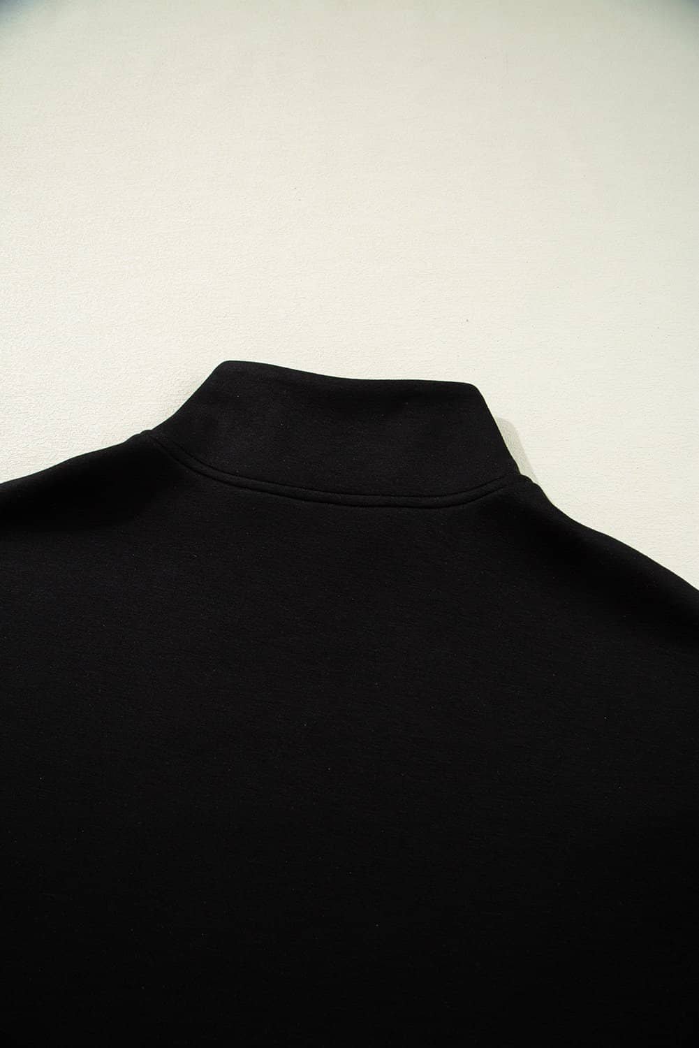 Black Contrast Zipped Stand Collared T Shirt And Short Set