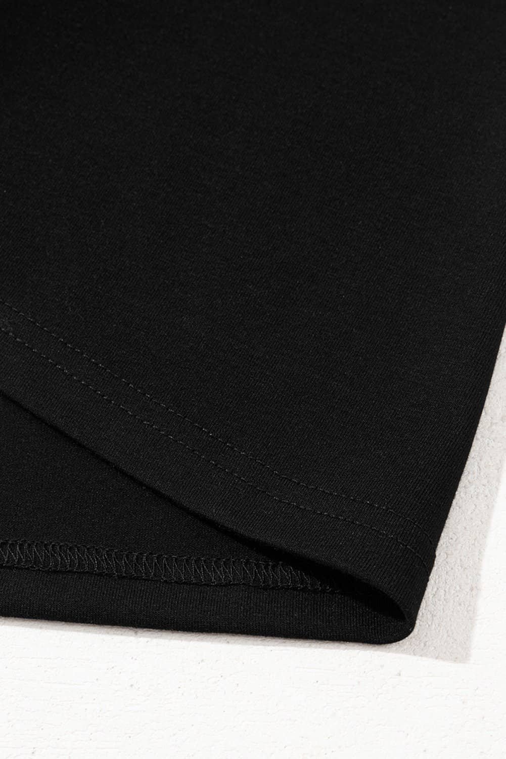 Black Crisscross V Neck Butterfly Sleeve T Shirt