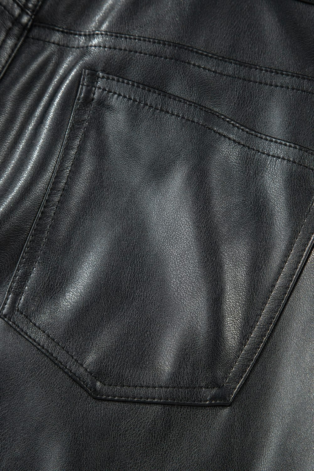 Black Faux Leather Side Slit Maxi Skirt