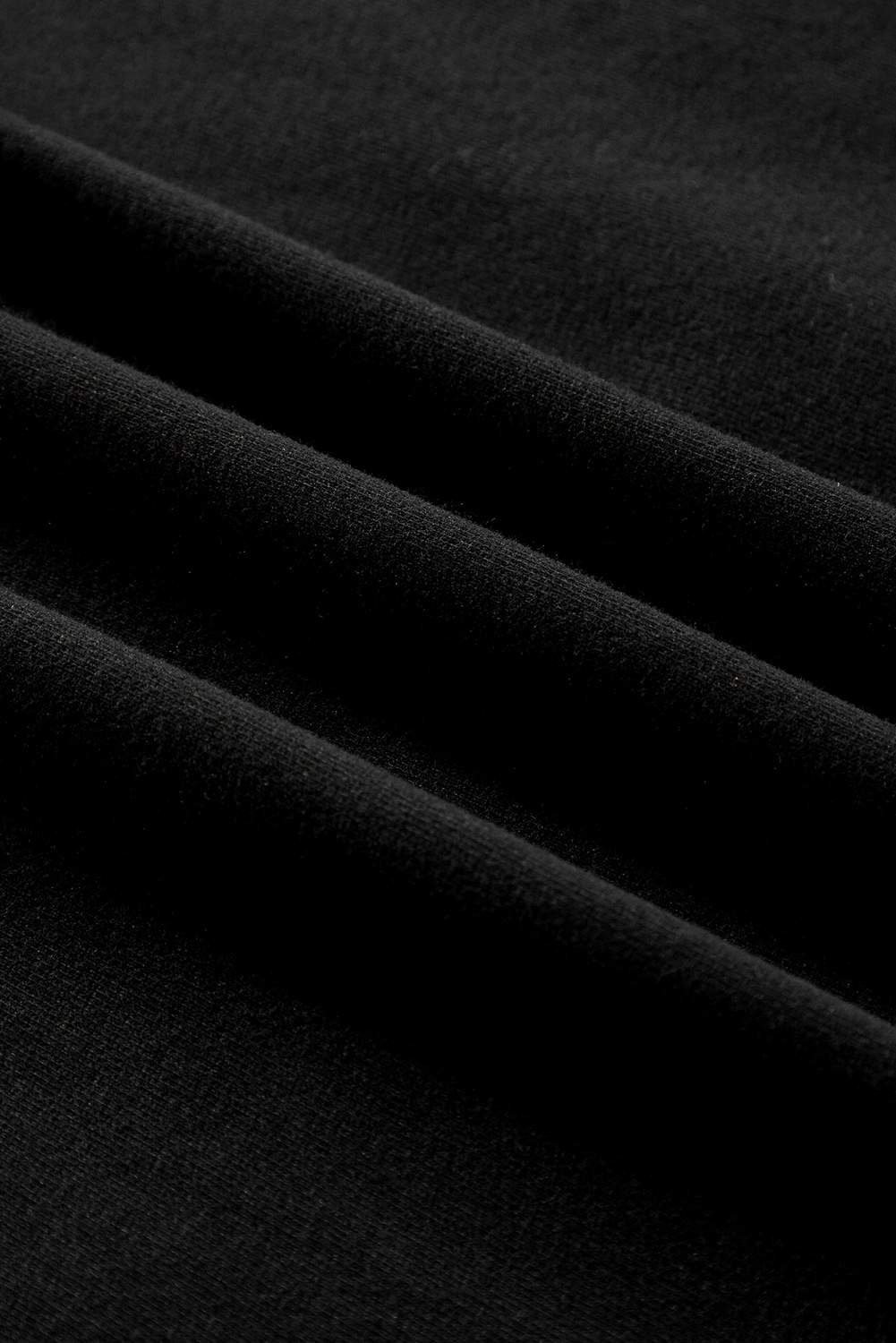 Black Fleece Lined Half Zipper Kangaroo Pockets Loose Hoodie