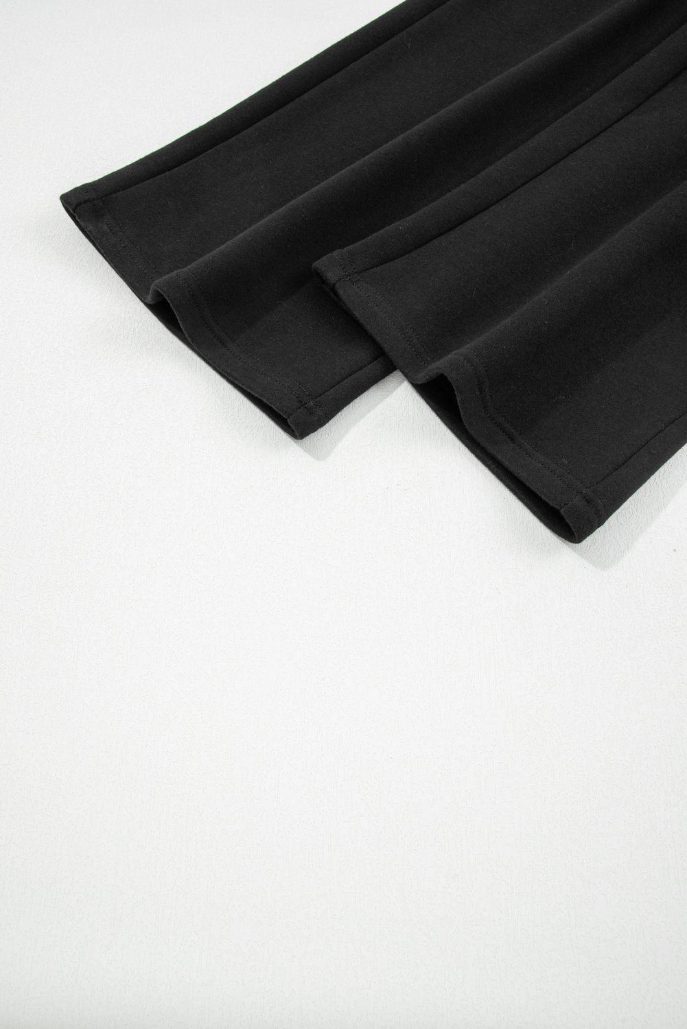 Black Fleece Lined Leopard Drawstring Elastic Waist Solid Pants