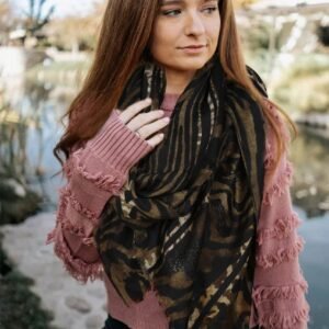 Black Floral Crochet Bell Sleeve Loose Sweater