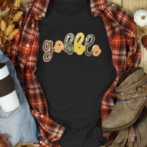 Black Gobble Sequin Letter Graphic Thanksgiving T Shirt