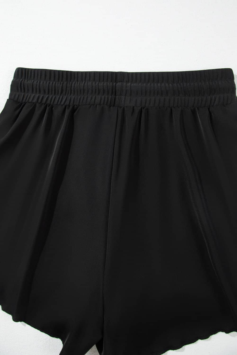 Black High Waisted Drawstring 2-In-1 Side Pocket Color Block Bikini Shorts
