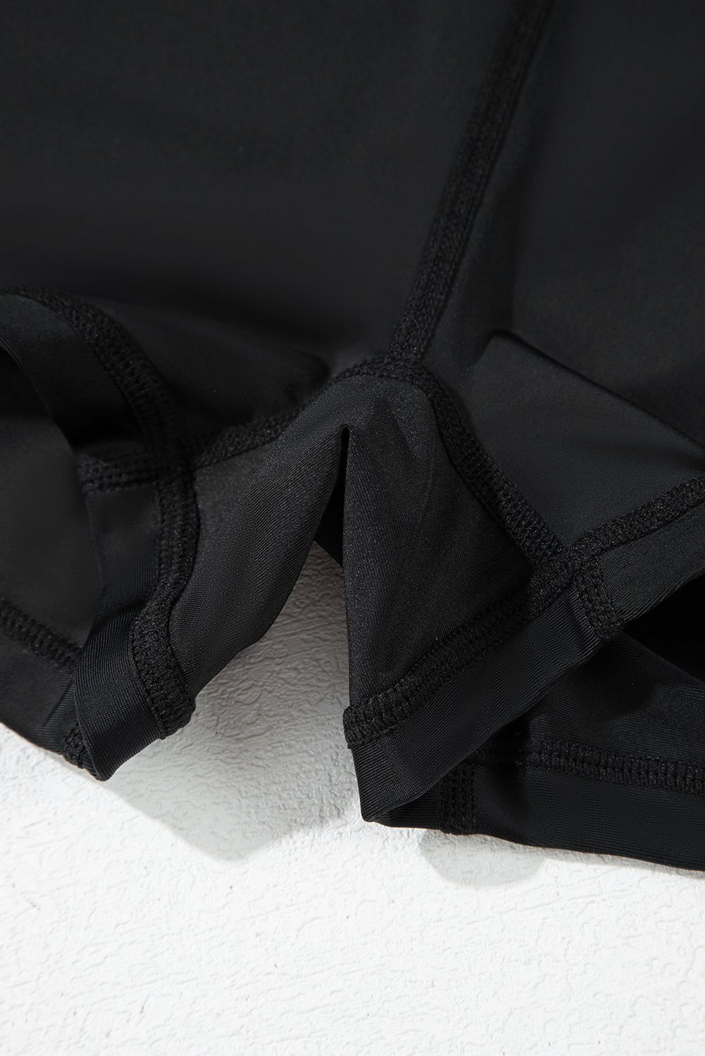 Black High Waisted Drawstring 2-In-1 Side Pocket Color Block Bikini Shorts