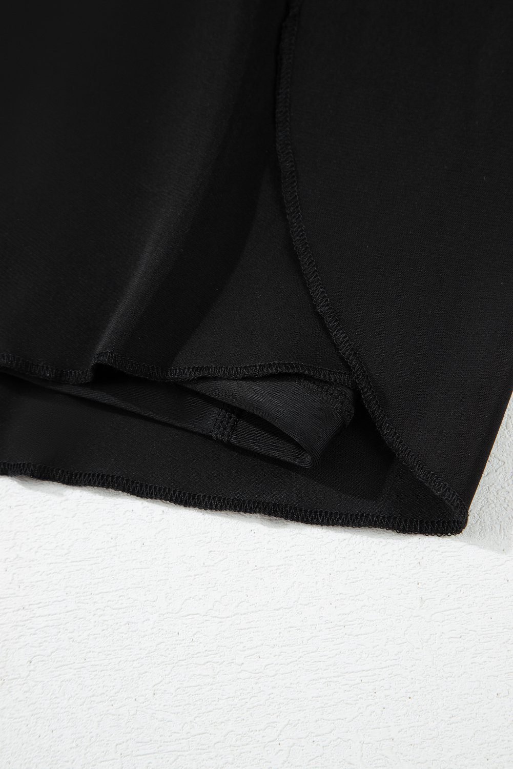 Black High Waisted Drawstring 2-In-1 Side Pocket Color Block Bikini Shorts