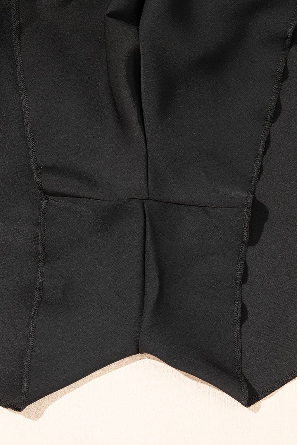 Black High Waisted Drawstring 2-In-1 Side Pocket Color Block Bikini Shorts